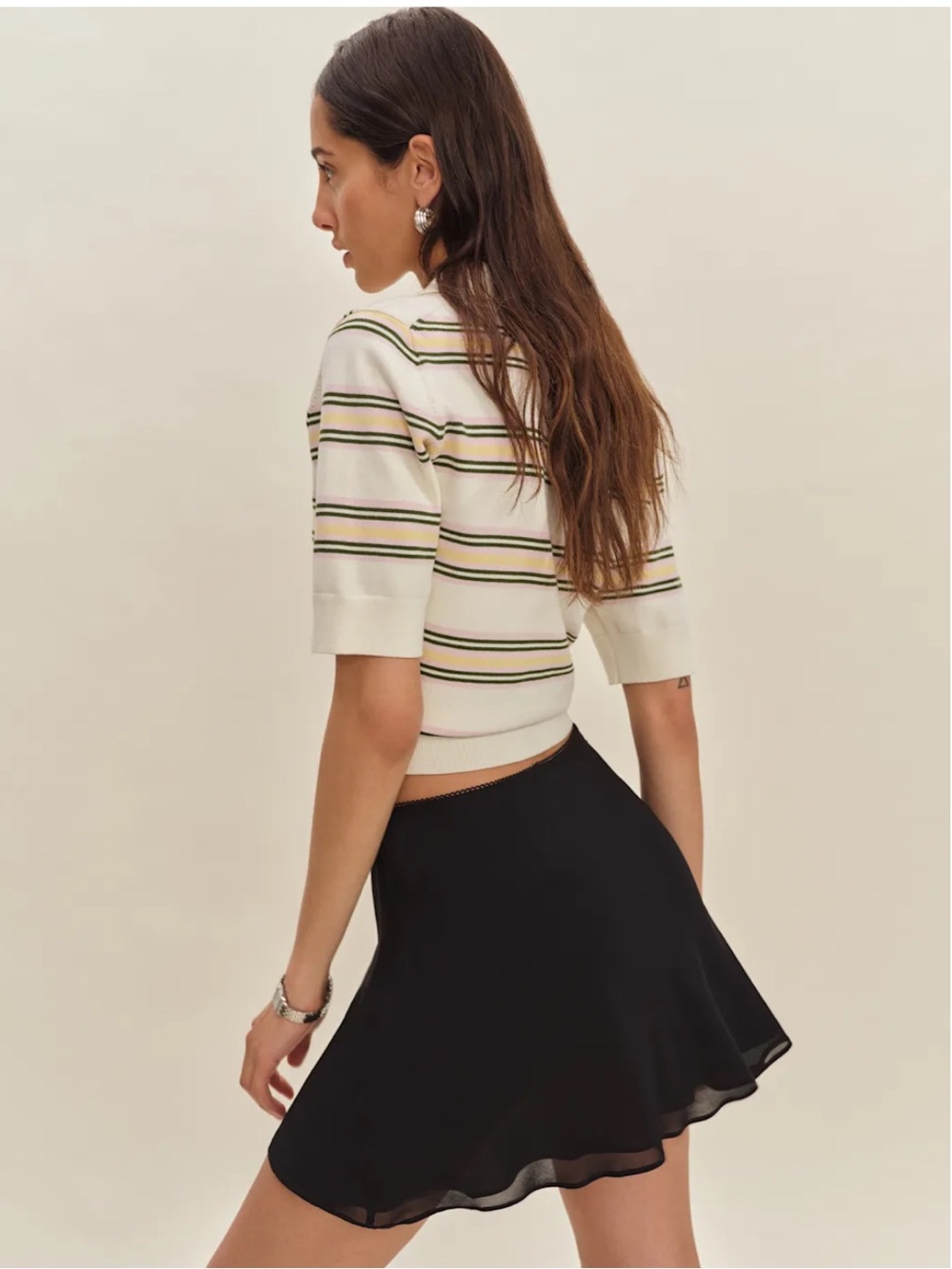 Reformation Brandy Georgette Black Mini Skirt - Picture 2 of 7